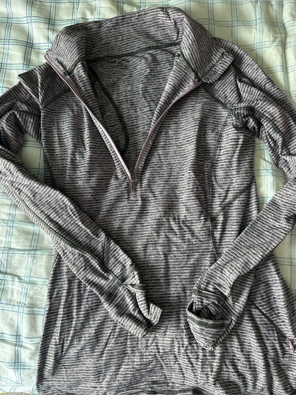 Lululemon Striped Grey Zip-Front Hoodie